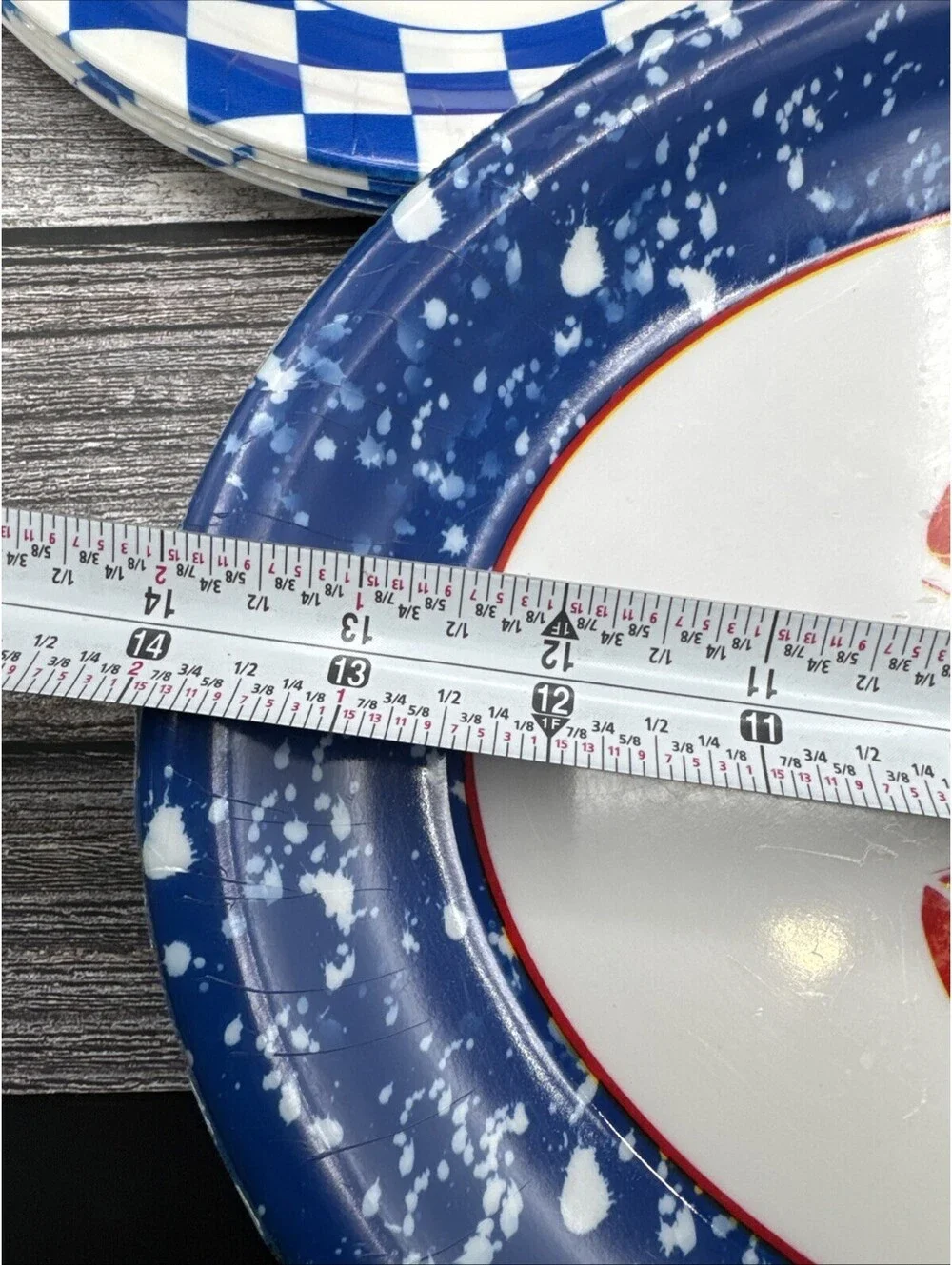 Vintage Lobster Platters Bundle Of 16 Blue Red White Melamine Coastal Beach